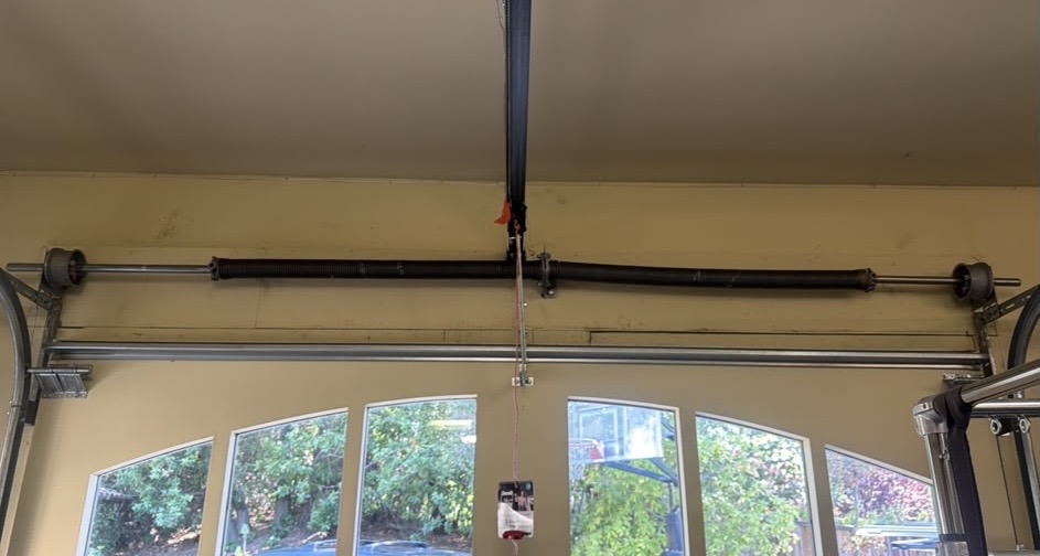 New garage door torsion spring installed by a Great Garage Door Service technician in the Bay Area